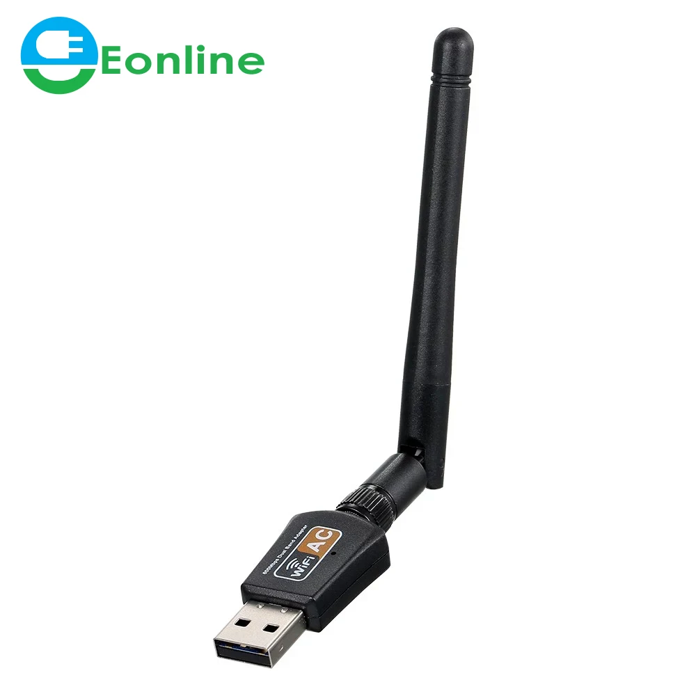 

EONLINE 600Mbps USB Wireless Network Card 2.4GHz+5GHz Dual Frequency Band USB WiFi Adapter with External Antenna for PC Laptop