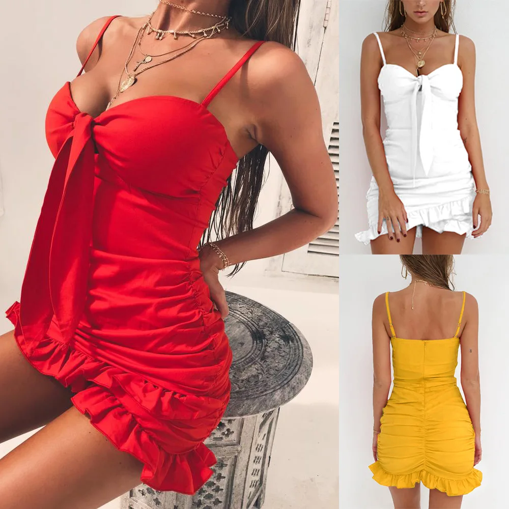 

Summer 2021 Sexy Nightclub Solid Color Slim Mini Off Shoulder Dress, Picture color