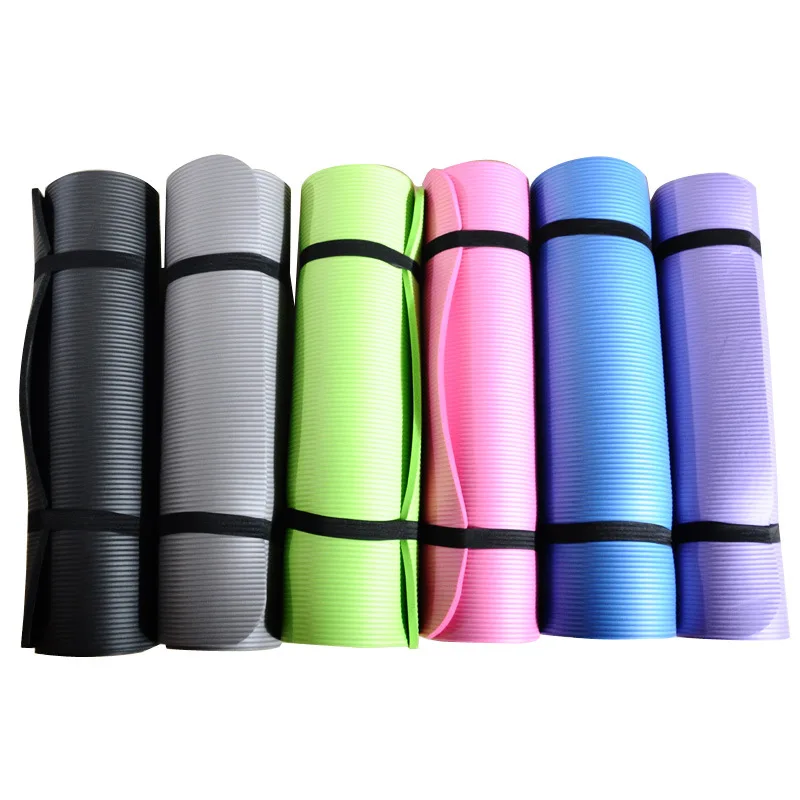 

Factory Wholesale Gym Exercise Custom 10MM NBR Yoga Mat With Carrying Strap, Customized color