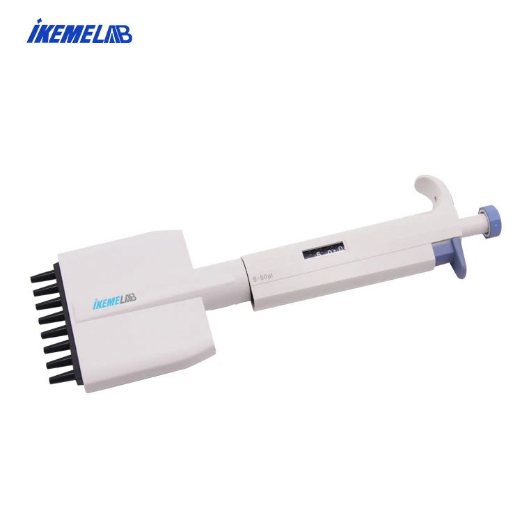 

IKEME Lab Multichannel Pipette Adjustable Transferpette Full Autoclavable Pipette 8 Channel Pipette Laboratory Usage White Blue