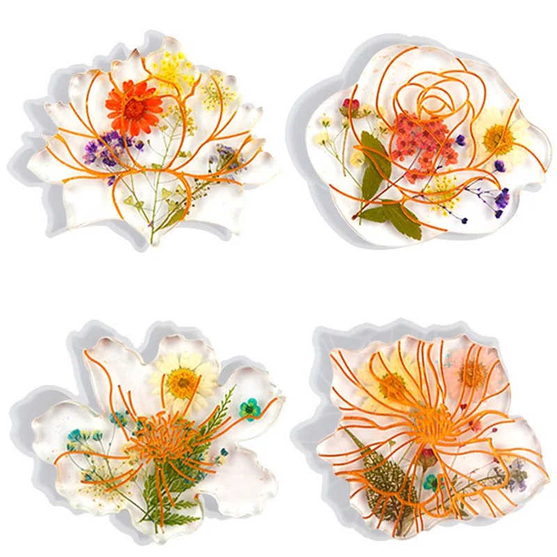 

0864 DIY Crystal Epoxy Shiny Tray Resin Mould Home Decoration Flower Coaster Silicone Mould, White