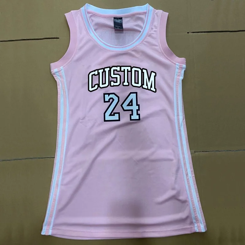 

wholesale custom sexy fashion casual basketball vest dress jersey women dress sports wear no.24