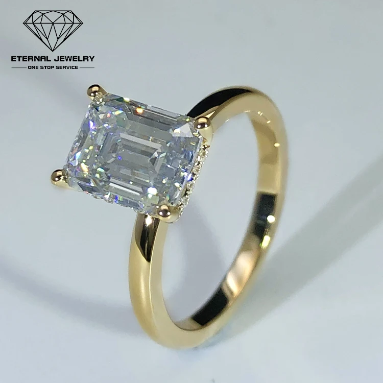 

Factory Price Fashionable Simple Lady Woman Fine 10k 14k 18k Gold Yellow 9*7mm Moissanite Diamond Ring For Wedding Party Gift