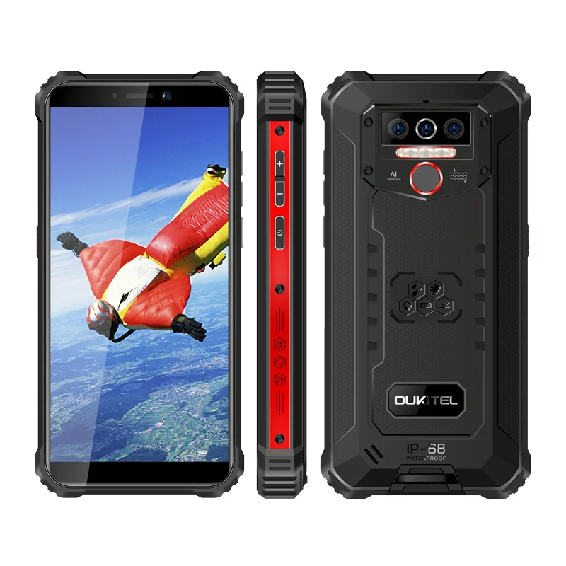 

OUKI WP5 5.5'' IP68 Waterproof Face ID Unlock Android Rugged phone, Black/red, black/brown