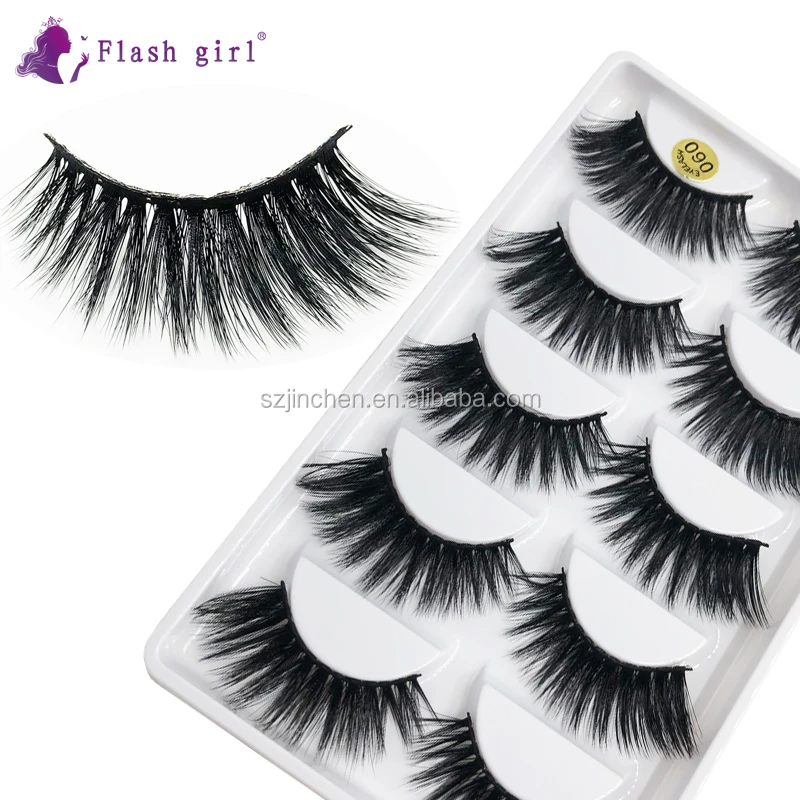 

Wholesale high quality 060 free sample 5 pairs 100% handmade 3D mink natural long full strip lashes