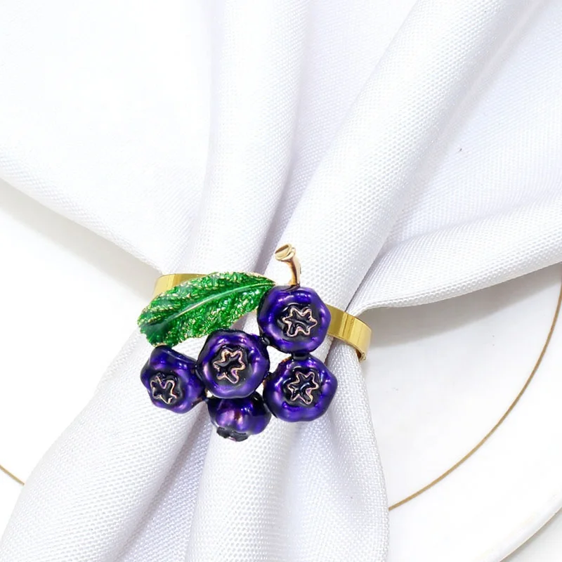 

Blueberry Napkin Rings for Wedding Christmas Thanksgiving Day Home Kitchen Family Gathering Party Decoration HWE91