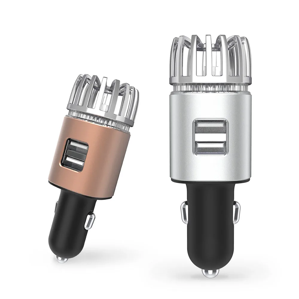 

2 in 1 Car Air Purifier Ionizer Dual USB Ports Car Charger For Mobile Phones