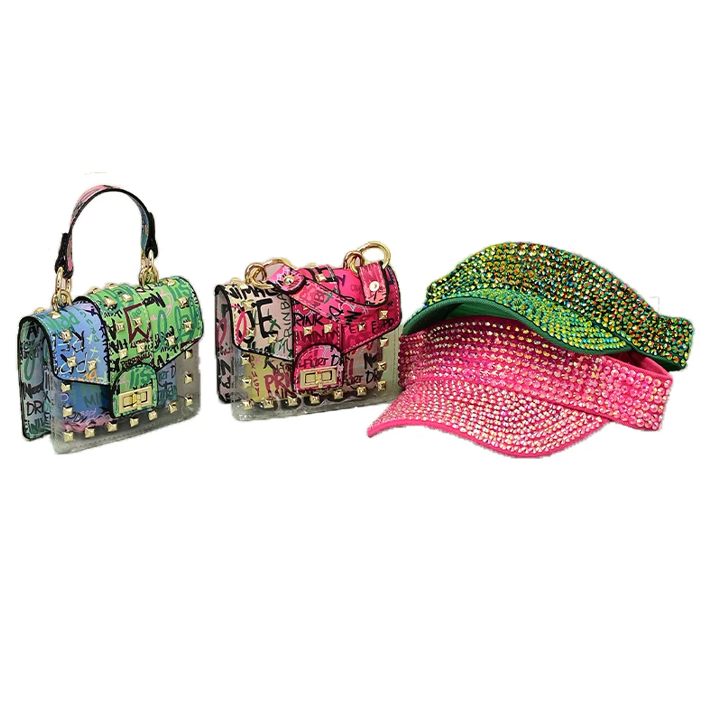 

Wholesale Mini Bling Purse And Hat Set Diamond Matching Purse And Hat Set, 9 colors