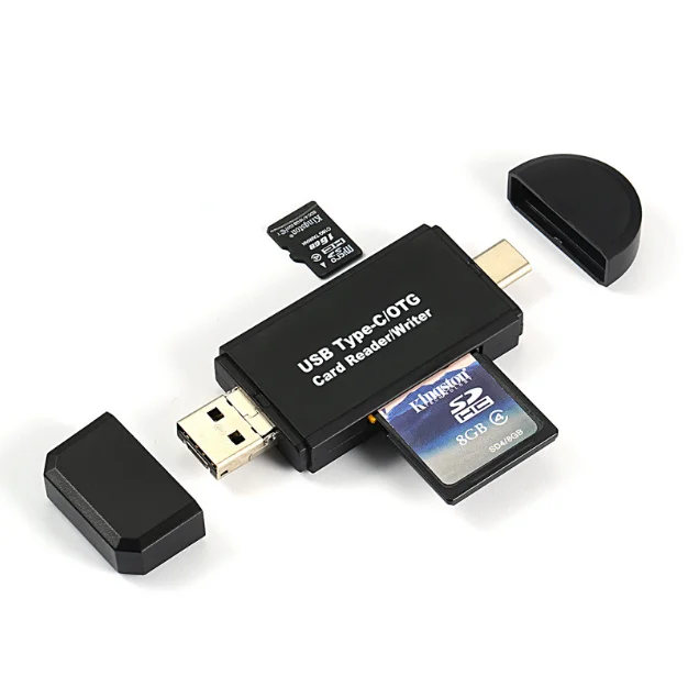 

Factory Dropshipping 3 In 1 YC320 Portable SD USB 2.0 TF/Mirco OTG Flash Drive Adapter Card Reader Writer, Black