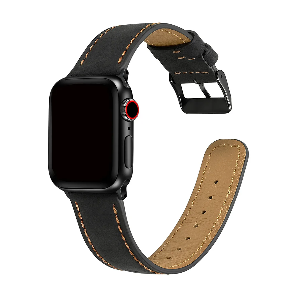 

RYB Genuine Leather Watch bands for Apple watch series 7/ 6/5/4/3/2/1 i Watch Strap For Smart watch T500 38 mm 42 mm 40 mm 44 mm, 7colors