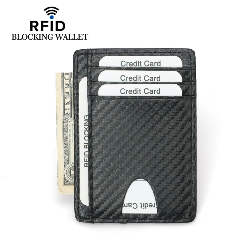 

Wholesale amazon hot selling soft leather material front pocket RFID blocking minimalist slim wallet for mens credit card, 10 color