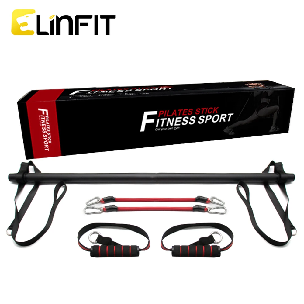 

Hot Selling Portable Pilates Bar Yoga Exercise Bar Indoor Fitness Exercise Bar With Resistance Rope Pilates Stick Kit, Black