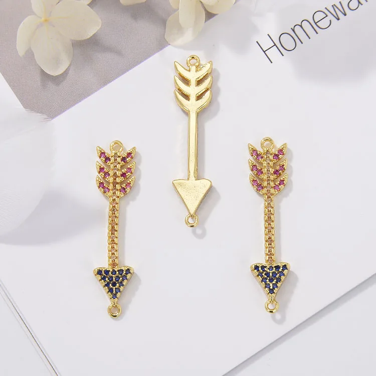 

CZ8169 Fashion CZ Zirconia Arrow Bracelet Connector Arrow Shape Charms For Arrow Findings