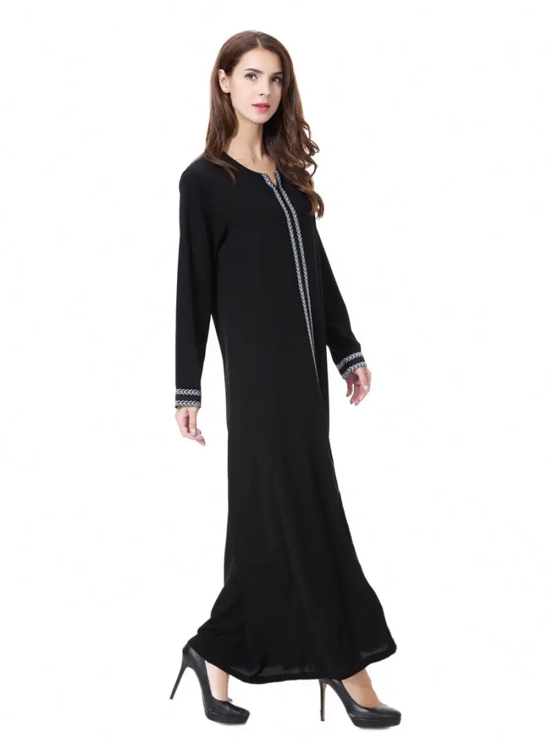 

2021 Solid open Abaya long sleeve muslim shirt Middle east Islamic Clothing