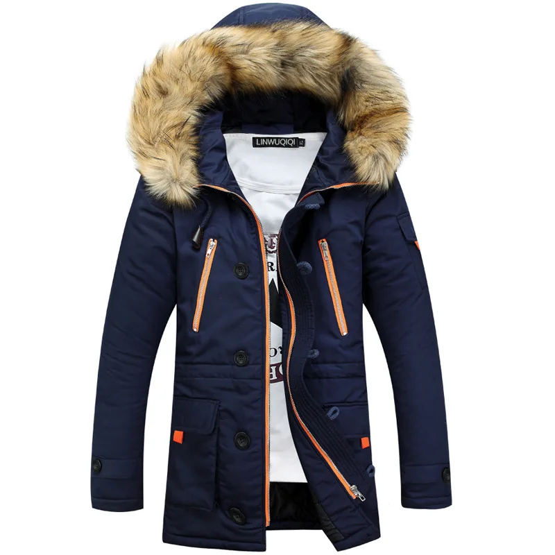 

Men New Casual Fashion Mens Winter Jackets Stand Collar Hooded Coat, Customized color