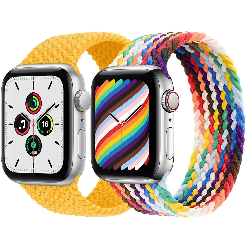

Lianmi Braided Solo Loop For Apple Watch band 44 40 45 41 42 38 mm Fabric Nylon Elastic Belt Bracelet iWatch 3 4 5 SE 6 7 Strap, Multi colors/as the picture shows