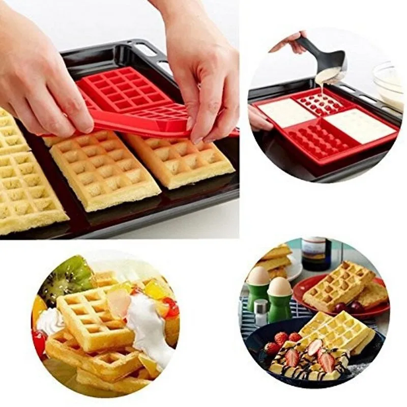 

Silicone Waffle Biscuit Muffin Mold Cake Mold Baking Tools 4 Square Heart Waffle Mold Making Crafts Tool Accessories Supplies