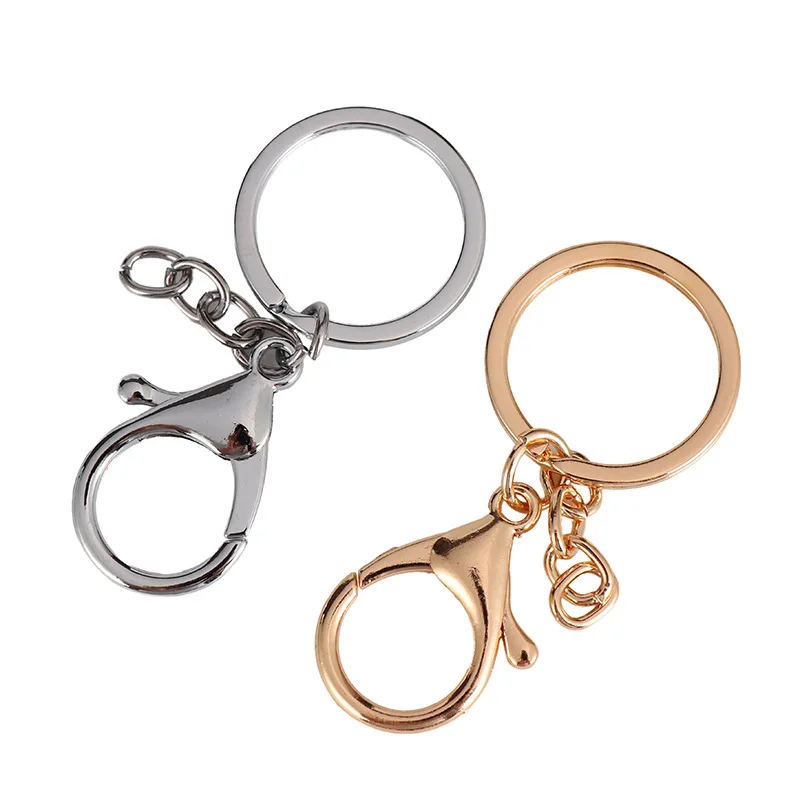 

Good Quality  Two Circle Lobster Clasp Key Chain Ring Connector Pendant Charm Finding with Tail Chain DIY Accessory, Picture