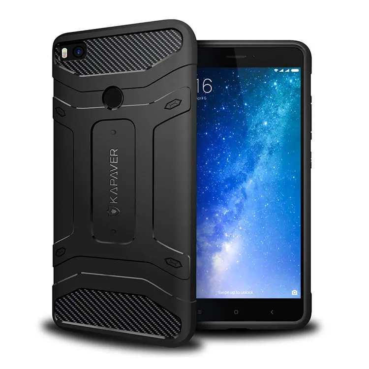 

KAPAVER Rugged Bumper ShockProof Back Cover cellphone Case For Xiaomi Mi Max 2, Black