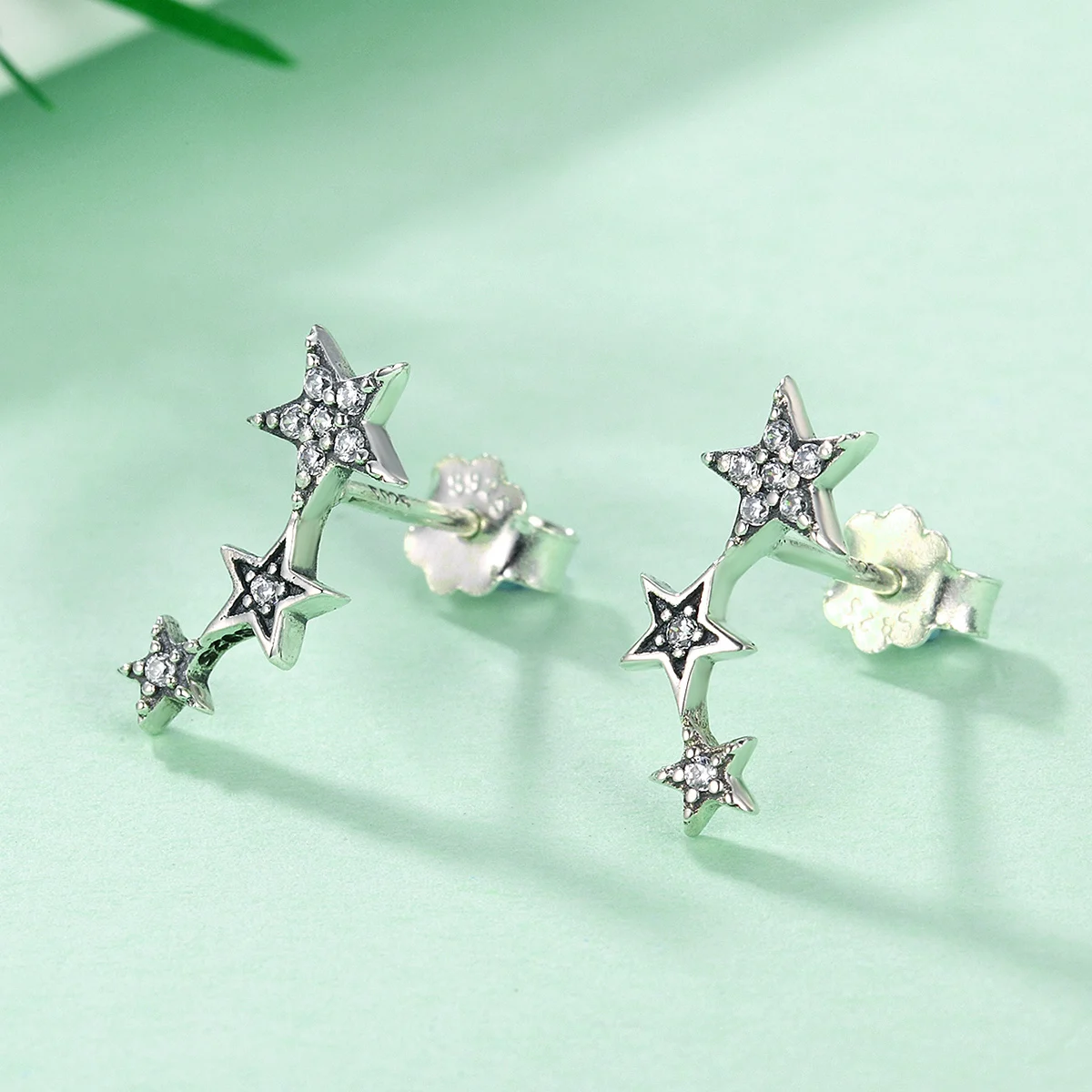 

SCE175 Hot Sale Stars Jewelry 925 Sterling Silver Zircon Stud Earrings