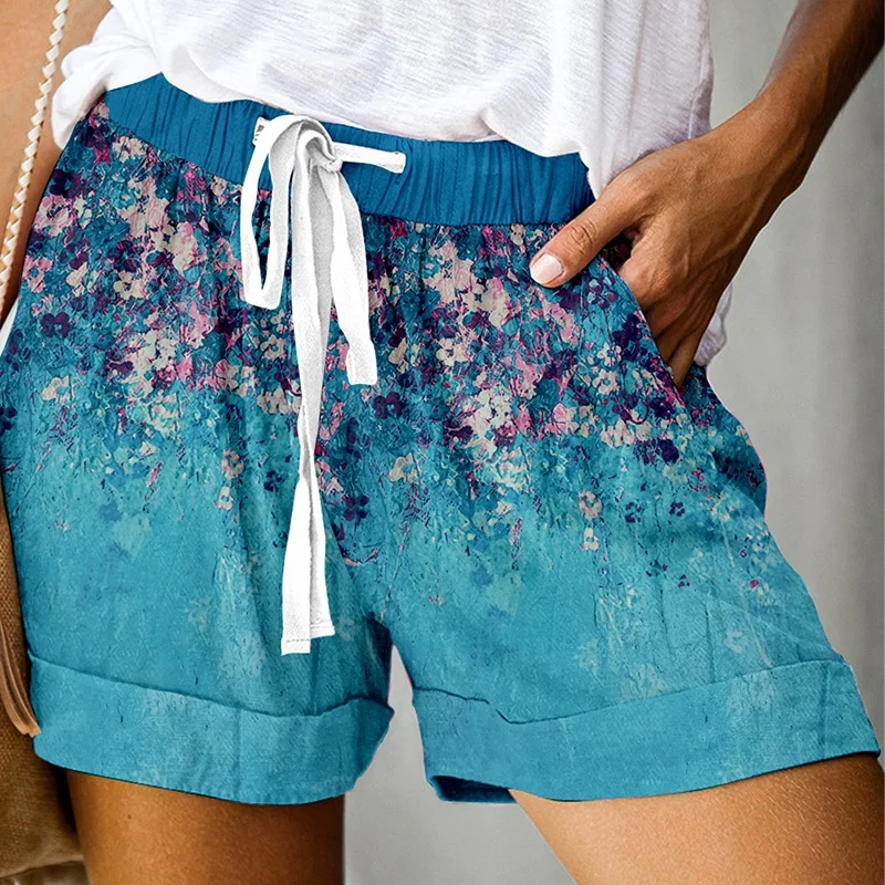 

Trendy Plus Size Womens Shorts Floral Summer Lounge Pants 5XL Elastic Waist Drawstring Casual Beach Shorts