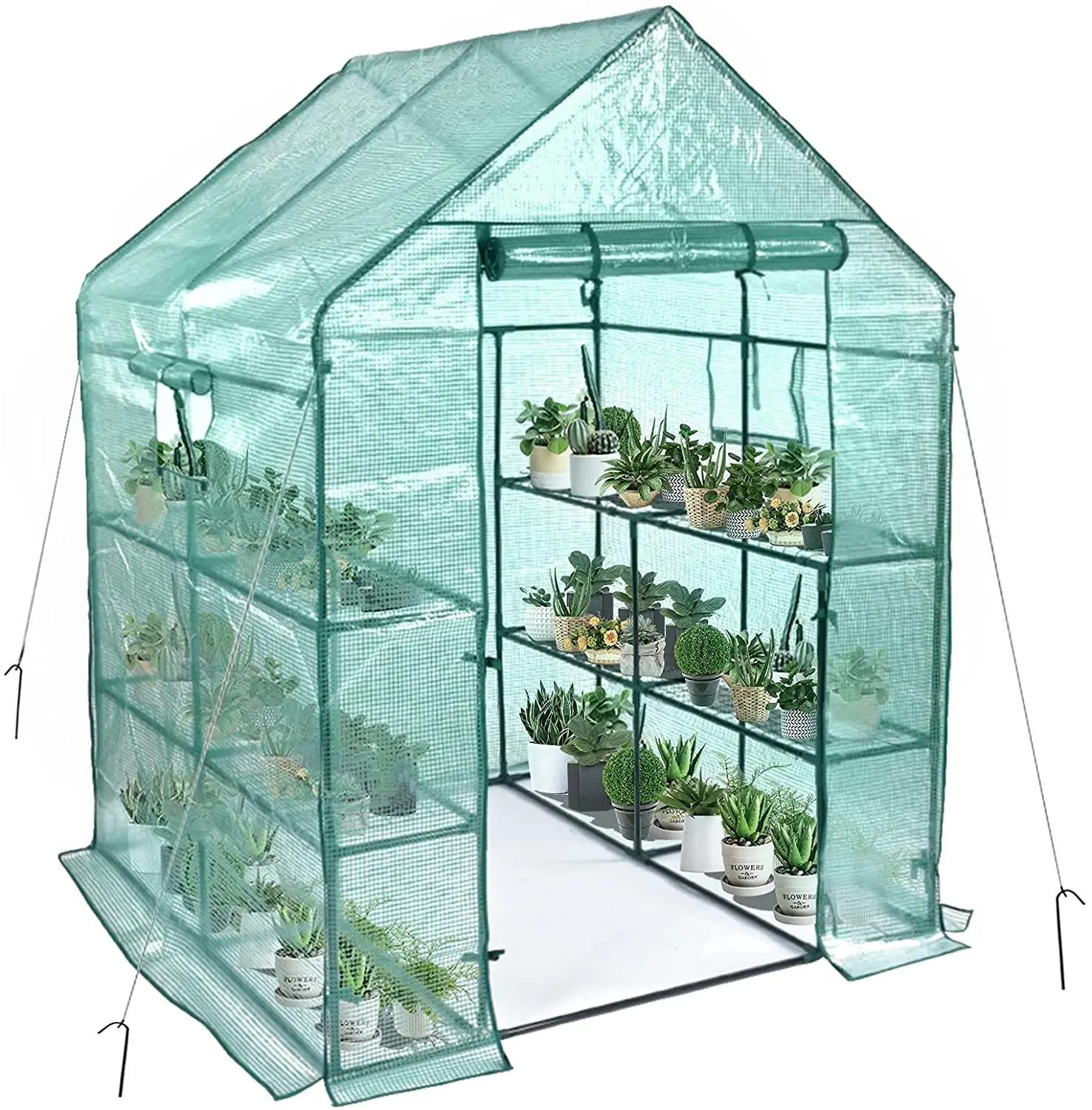 

Skyplant Home Complete Walk-In Greenhouse Indoor Outdoor with 8 Sturdy Shelves-Grow Plants, Seedlings, Herbs, or Flowers In Any, Transparent