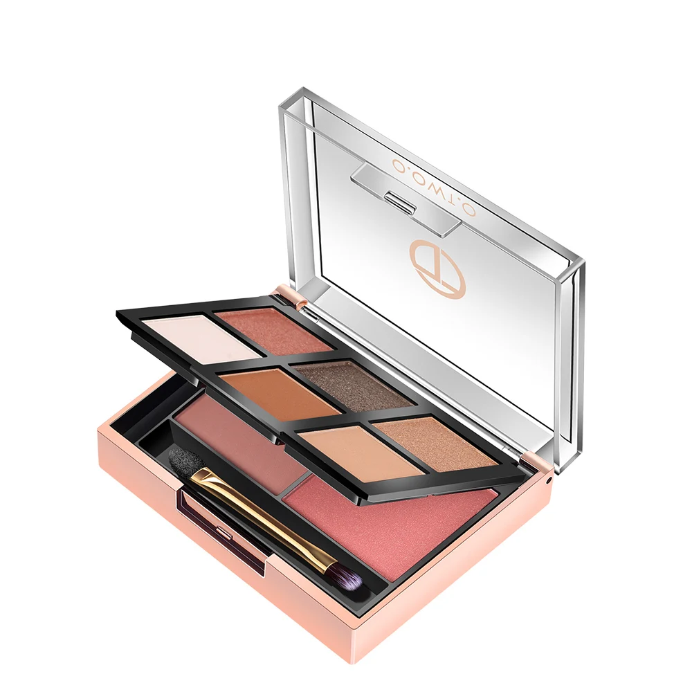 

O.TWO.O 2 In 1 Eyeshadow Palette 6 Color + Blush Powder 2 Color Easy To Wear Pigment Makeup Kit For Daily Use, Muliti-color