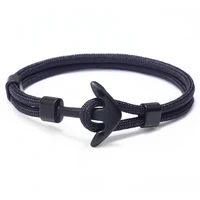 

man multicolor wrap sport style fashion charm survival metal anchor hooks polyester rope chain men bracelet