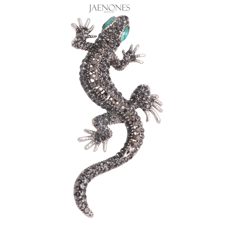 

JAENONES Wholesale Trendy Animal Designer Vintage Rhinestone Lizard Brooches Pin Snake Brooch