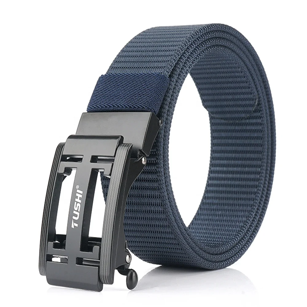 TUSHI Customized Nylon Leisure Belt Alloy Buckle Environmentally Friendly Fabric Elastic Tactical Backstraps 3.4CM Width 120CM