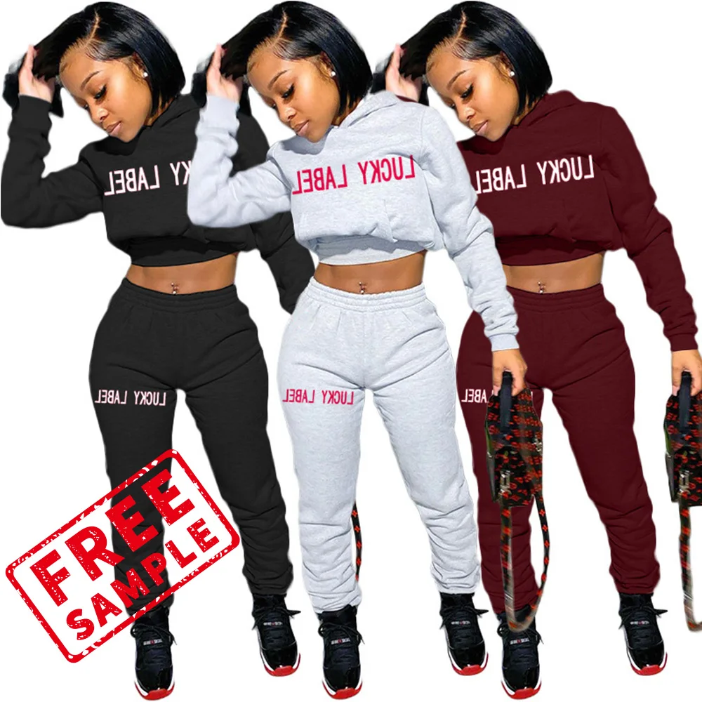 

FREE SAMPLE 2020 Custom women tracksuit set 2 piece jogging wear long sleeve shirts women two piece pants set, Oem