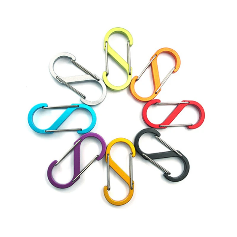 
Colored aluminum metal Carabiner Hammock Spring Clasp Climbing swing Backpack Hook Mountaineering Camping Safety Buckle  (1600064058356)