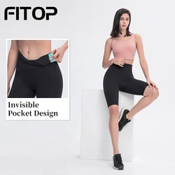 Cropped Women Fitness Compression Yoga Biker Shorts Pants With Pockets