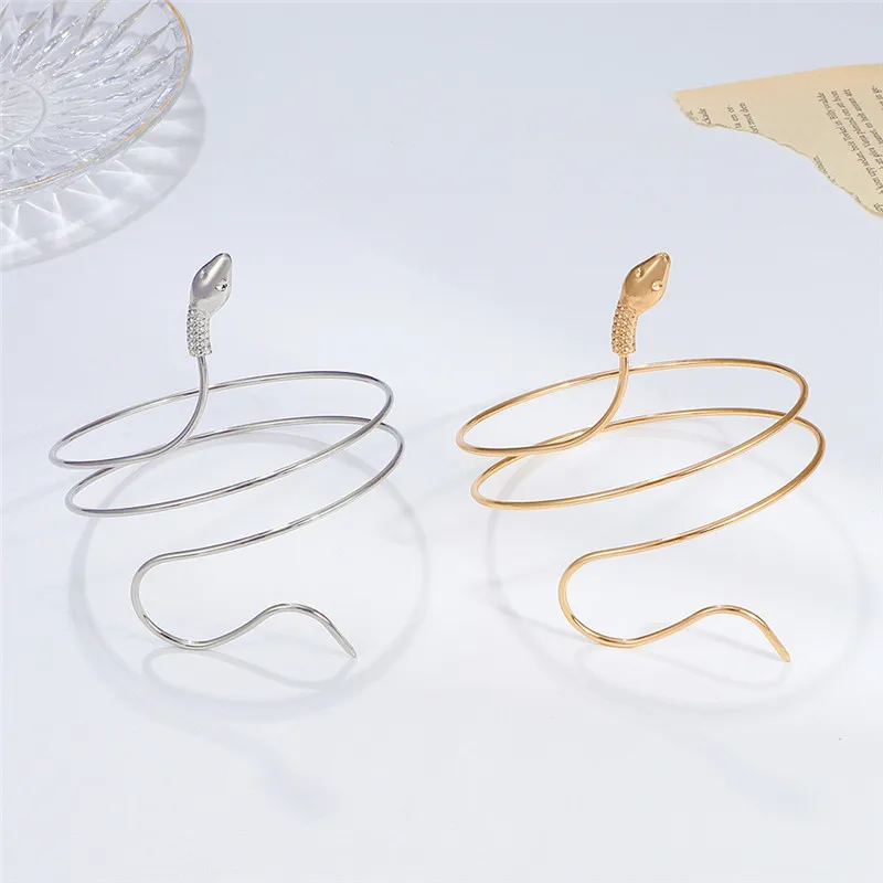 

Retro fashion exaggerated jewelry snake-shaped twisted winding metal armlet bracelet