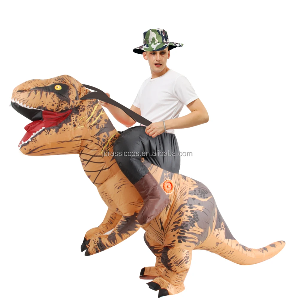 

Crazy Jurassic Hot Sale Inflatable Ride On T REX Costume Carry On Dinosaur Costume Halloween Costume, 9 colors:brown,blue,green,gray,orange,purple,red,white,yellow