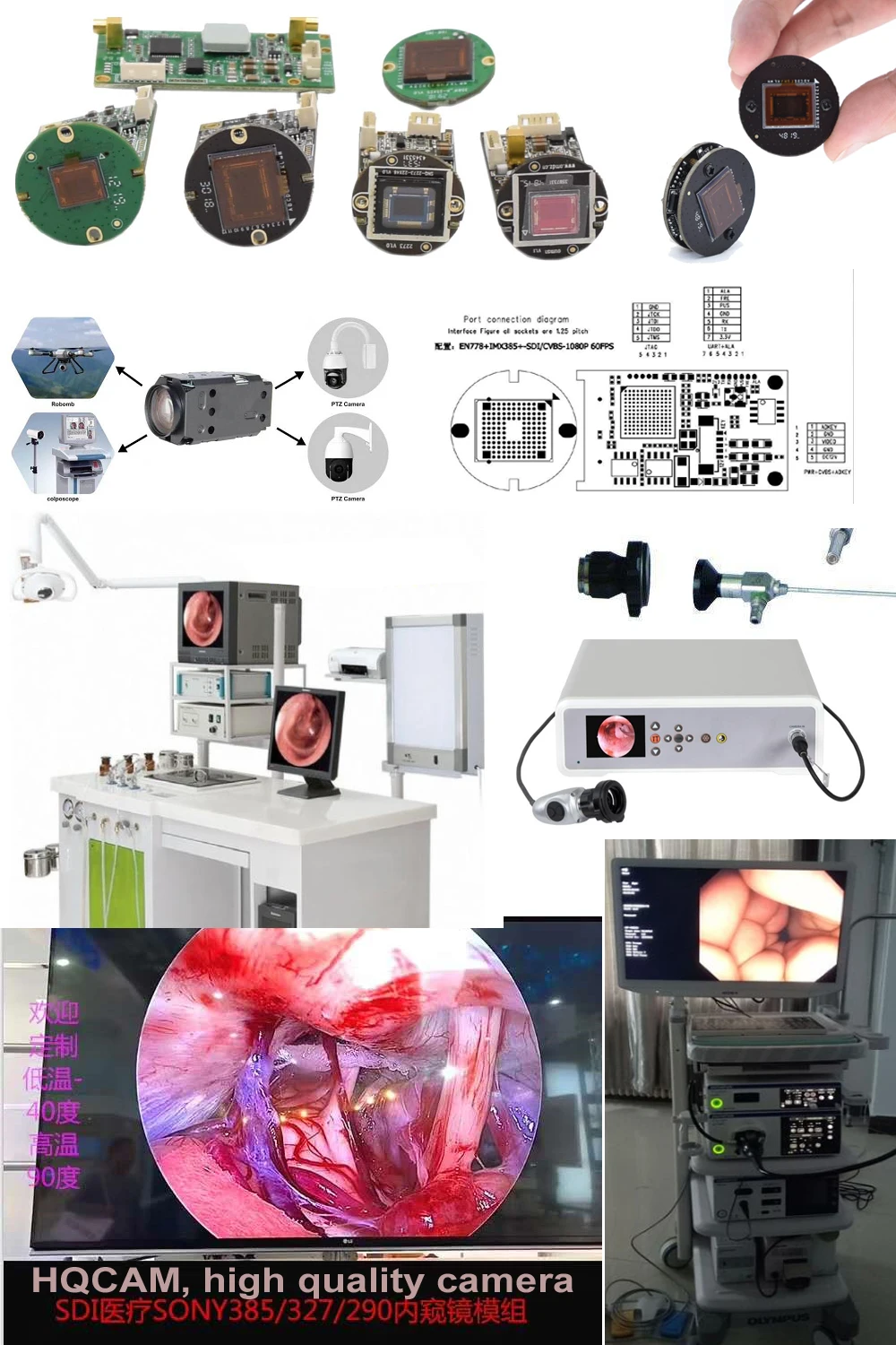 Digital zoom 32*32MM Signal Board Mini Size IMX385 60Fps SDI CVBS Camera Module Endoscope Medical Gambling House Industrial Test