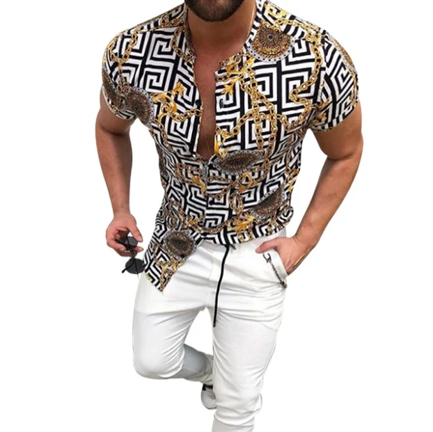

Hot Sale 2022 Summer New Men's Clothing Casual Fashion Printed Shirt Cardigan Short Sleeve Shirt Men