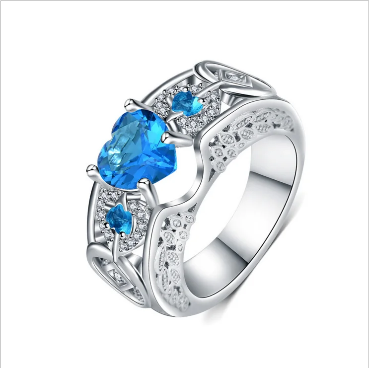 

Amazon hot sale nice price White Gold Plated Four Claw Zircon 925 Girls Silver Rings