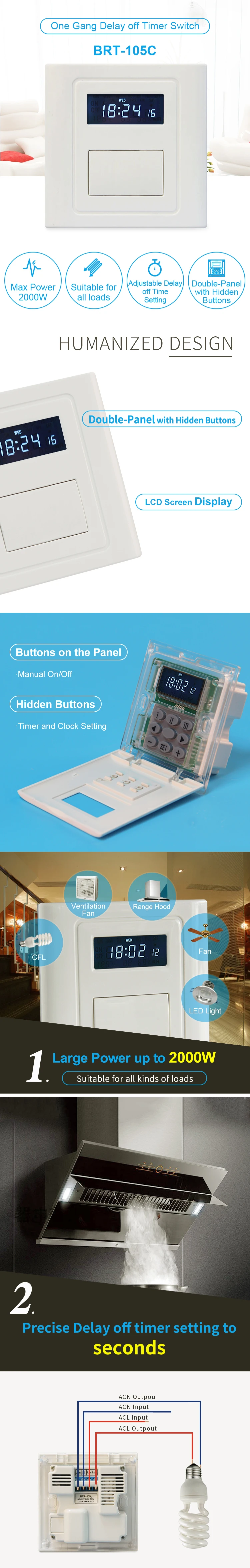 Delay off Switch Keypad One Gang Digital Keyboard Smart Timer Switch ...