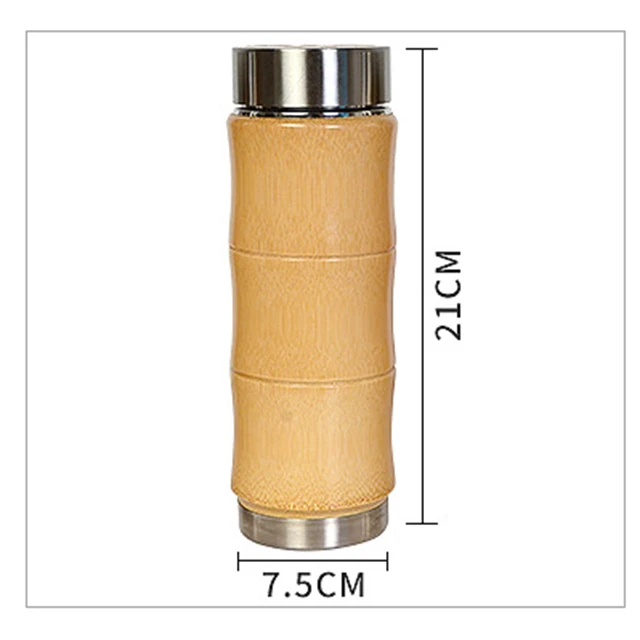 

400ml creative bamboo thermos cup with stainless steel cup