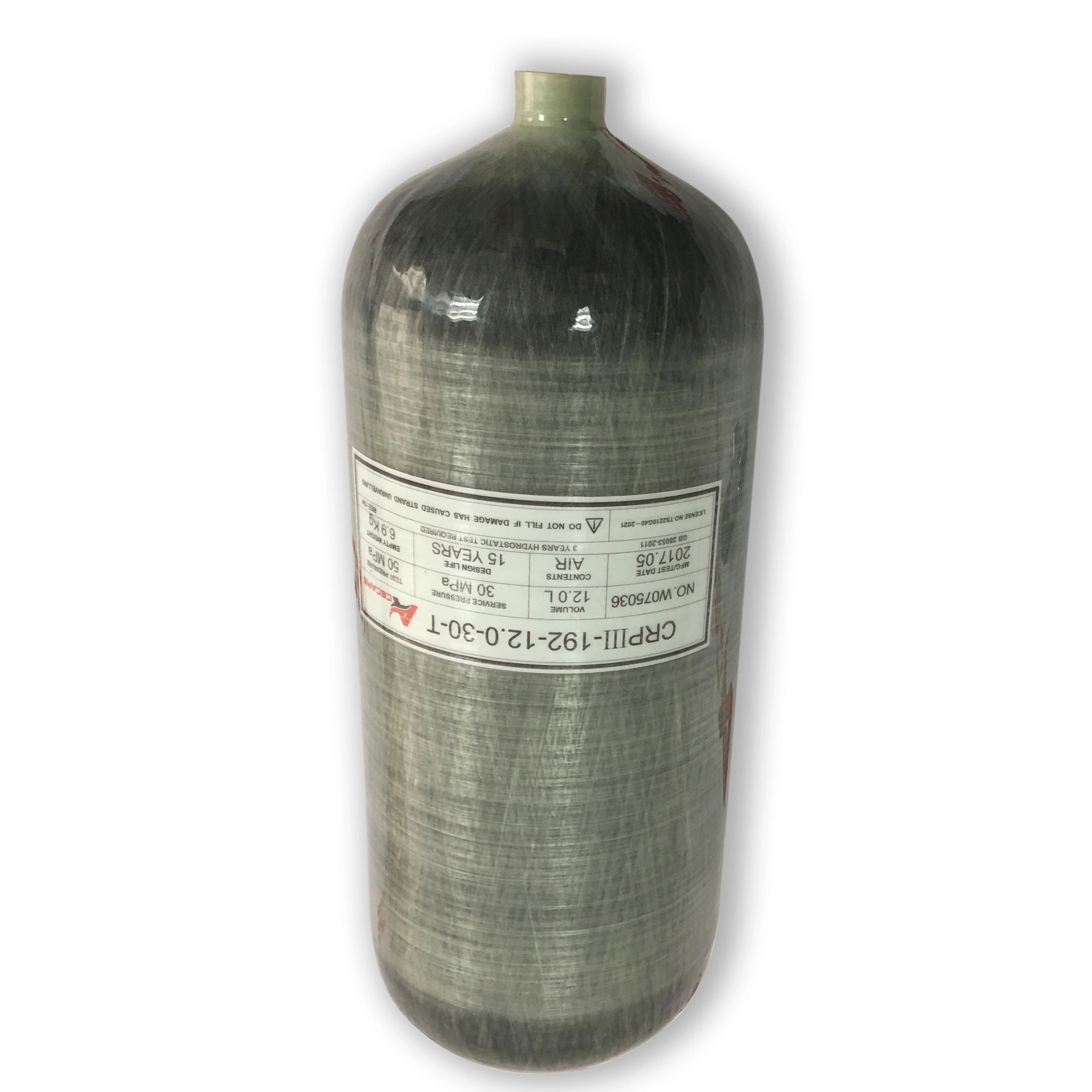 

12L High Pressure Carbon Fiber Composite Gas Cylinder Diving Equipment -T, Grey