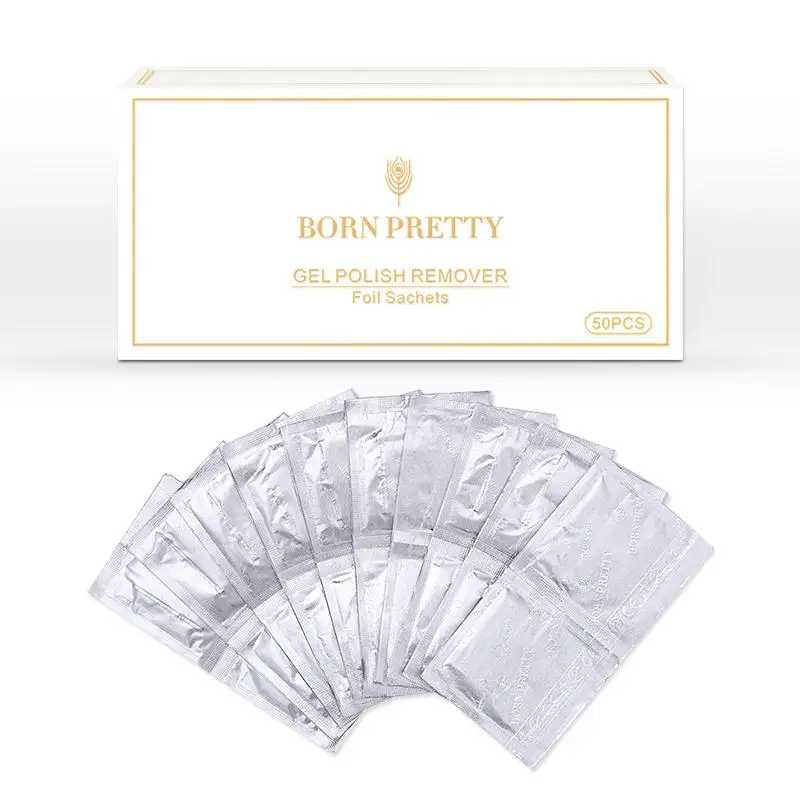 

BORN PRETTY 50Pcs/box Tin Foil Cotton Pads Gel Nail Polish Remover Gel Remover