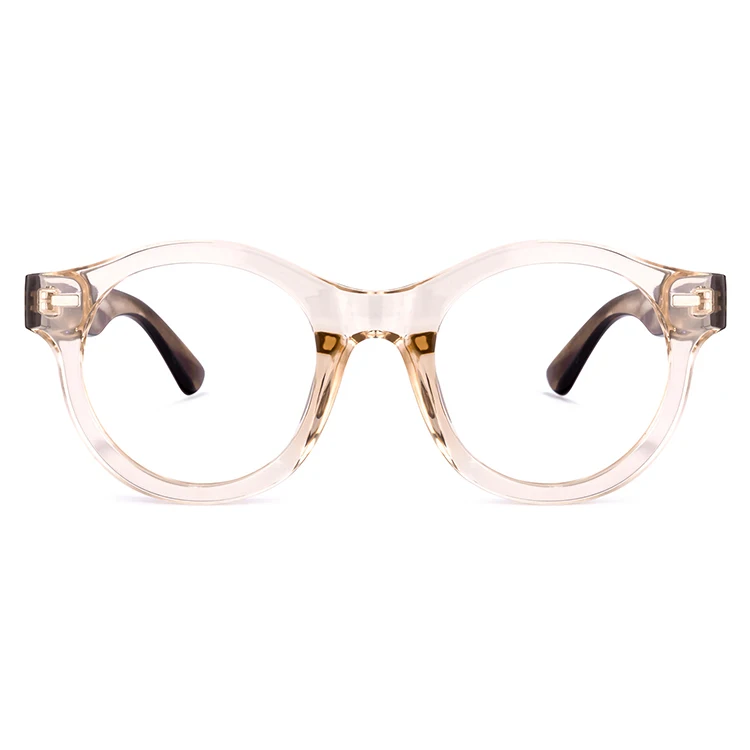 

2021 Fashion Trendy Champagne Elegant Various Colors Round Plastic Pc Light Weight Eyeglasses Frames, Multi colors