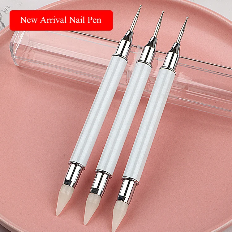 

New Arrival Double End Nail Art Dotting Tools Wax Dotting Pen Pencils Rhinestone Picker, Blue,black,white or accept customized