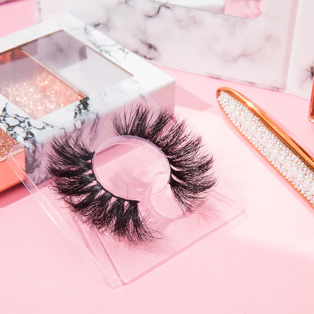 

Cost effective high quality fluffy thick 25mm mink lashes with custom packaging 2021