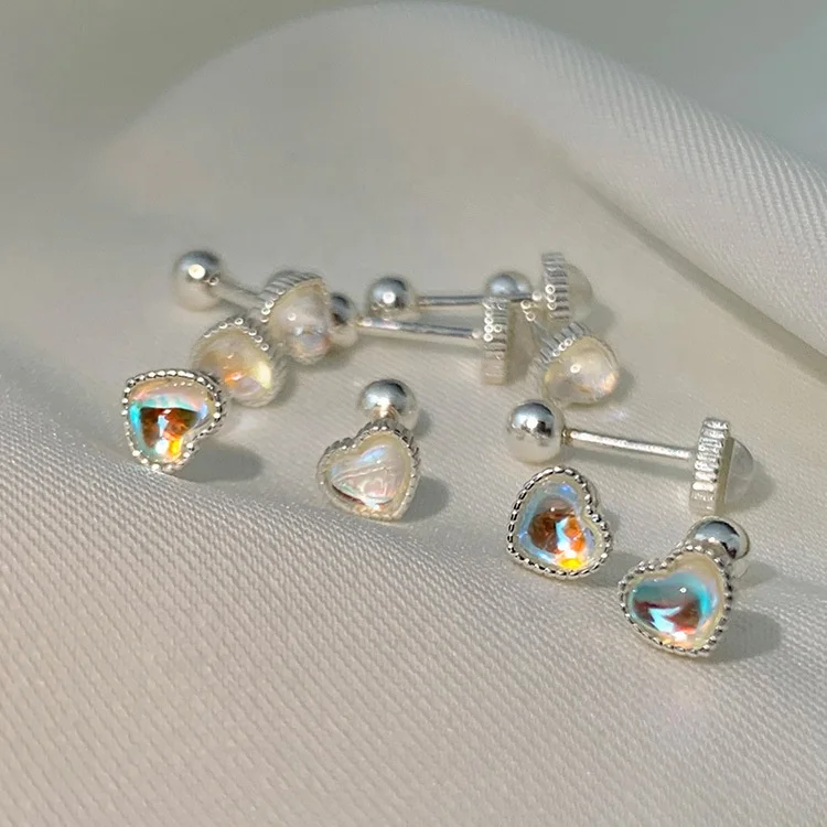 

Merryshine 925 sterling silver dazzling colorful fashion mini heart stud earrings for women