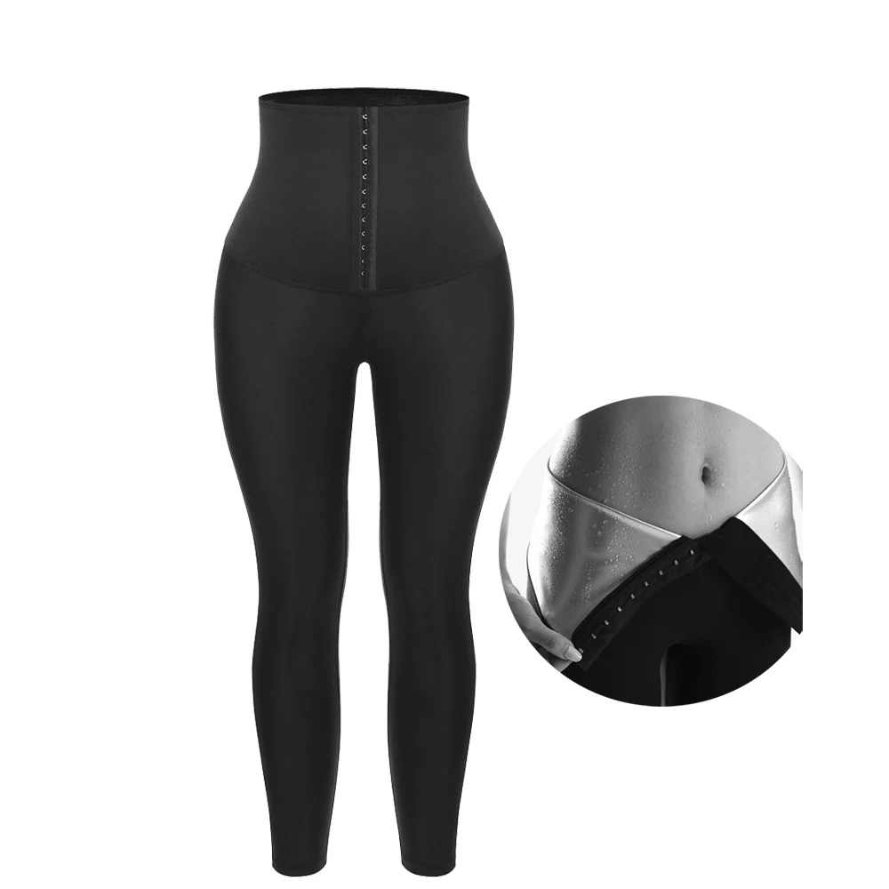 

Women Fitness Wear Black Yoga Pants 2in 1 Adjustable Hooks Tummy Trimmer Waist Trainer Leggings Corset