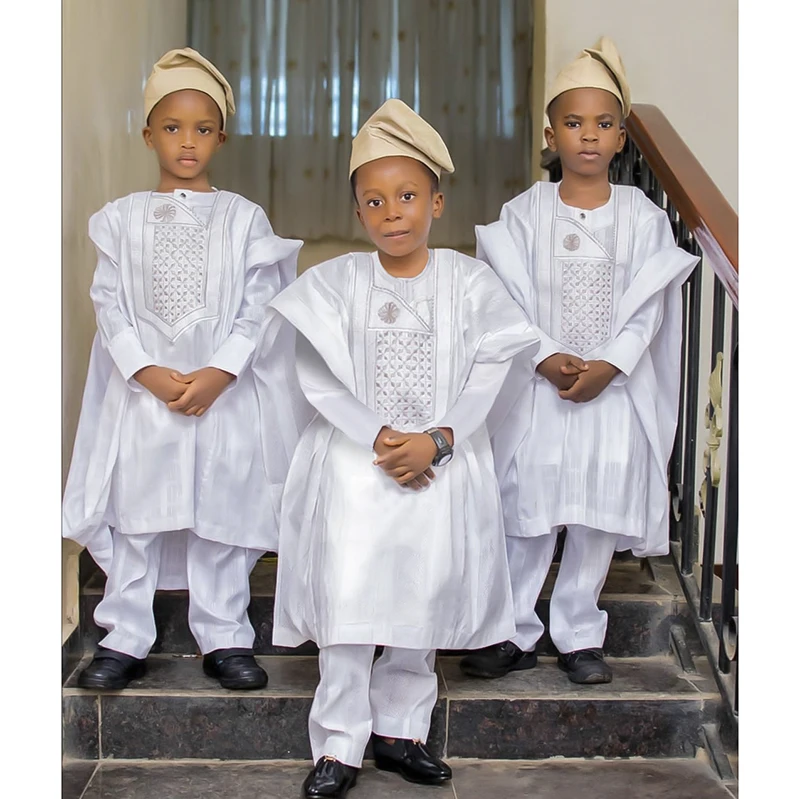 

H & D New Styles High Quality African Children Boys There-Pieces Set African Kids Clothing Set