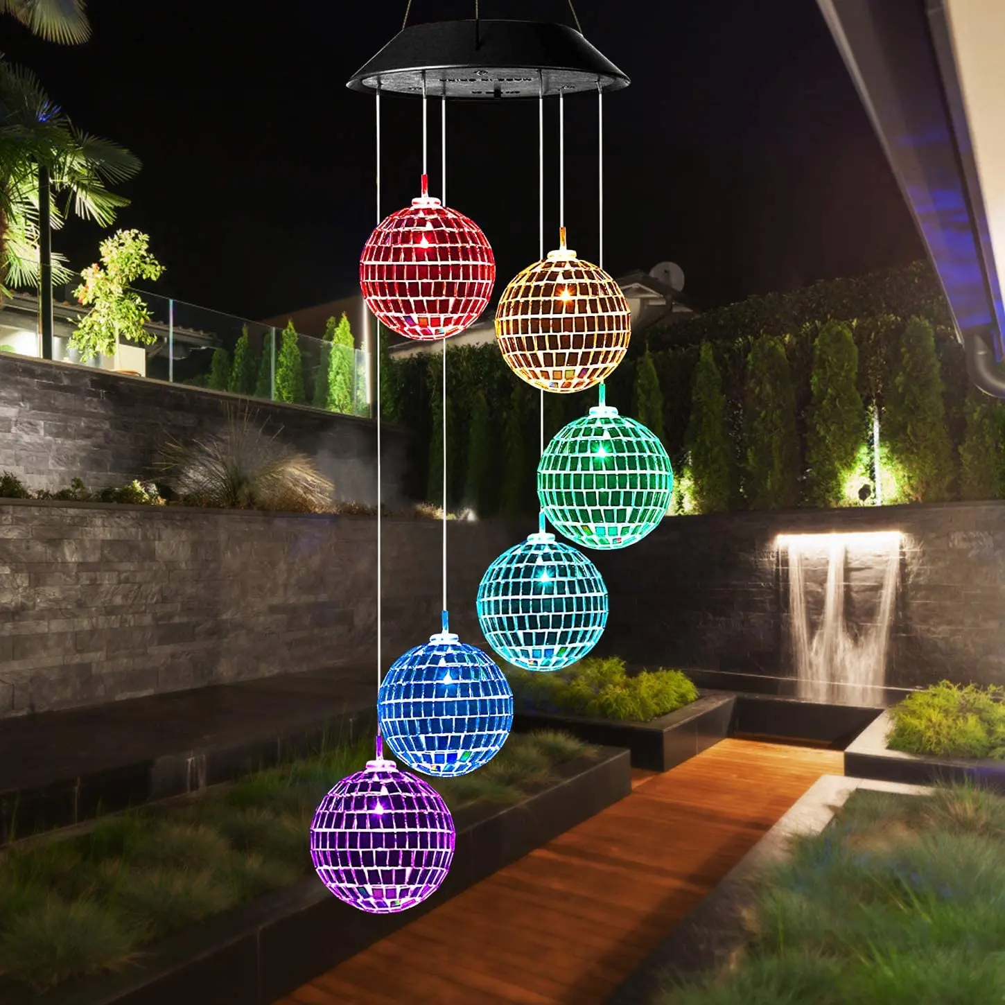 

Solar Wind Chimes Outdoor Color Changing Waterproof Wind Mobile Bell Spiral Spinner Crystal Ball Indoor Outdoor Decor Garden