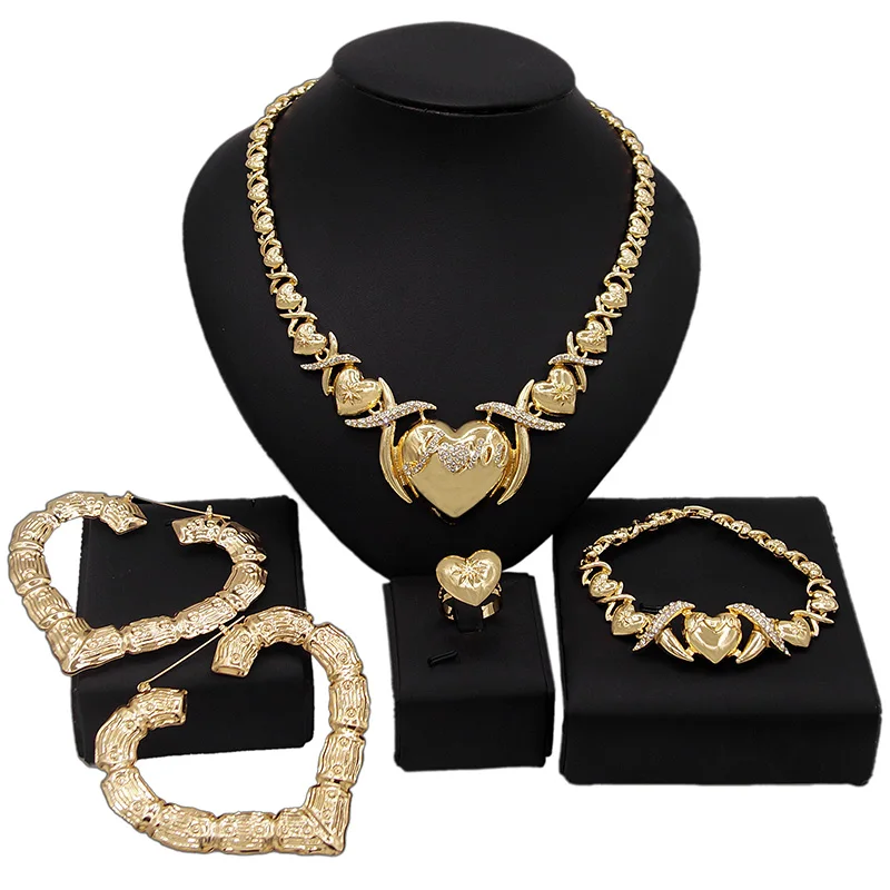 

Yulaili Big Heart Big Earrings I Love You Hug and Kiss Xoxo Jewelry Set Luxury Love Earring Bridal Upscale Jewelry Sets X0079